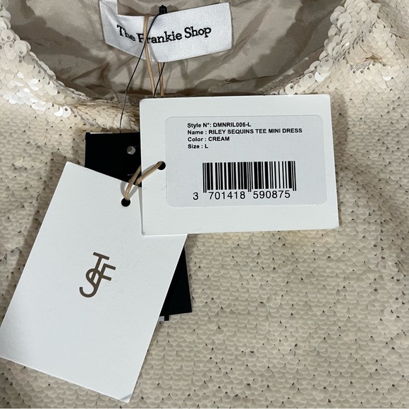 The Frankie Shop New Cream Sequin Mini Dress Riley Large - Picture 10 of 11
